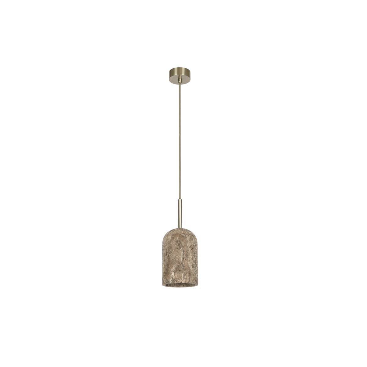 Made by Mayfair Rhodes 1 Light Small Pendant in Silver Travertine with Brushed Nickel Details-img-1