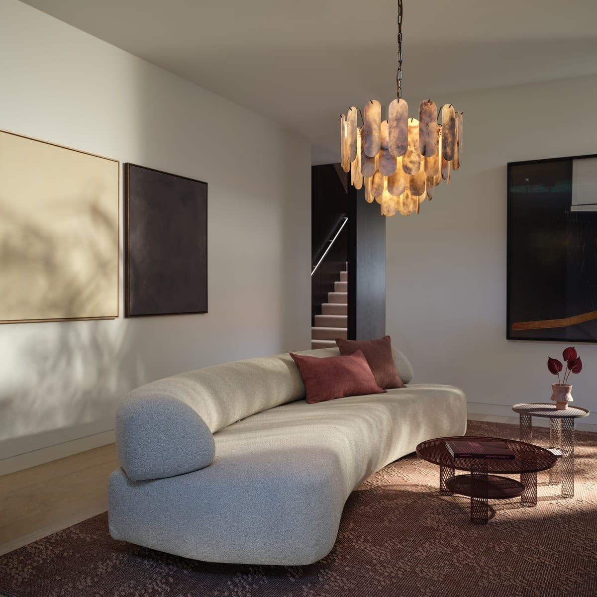 Made by Mayfair Vinci 12 Light Chandelier Pendant or Close-To-Ceiling Fitting in Bronze with Hazel Alabaster-img-7