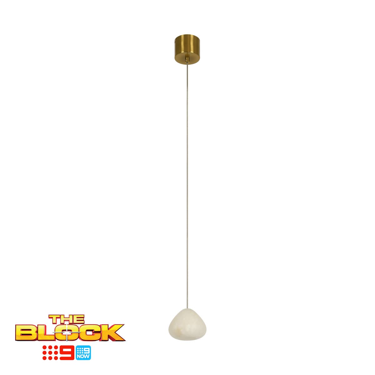 Made by Mayfair Amalfi Single Pendant in Spanish Alabaster with Aged Brass-img-1