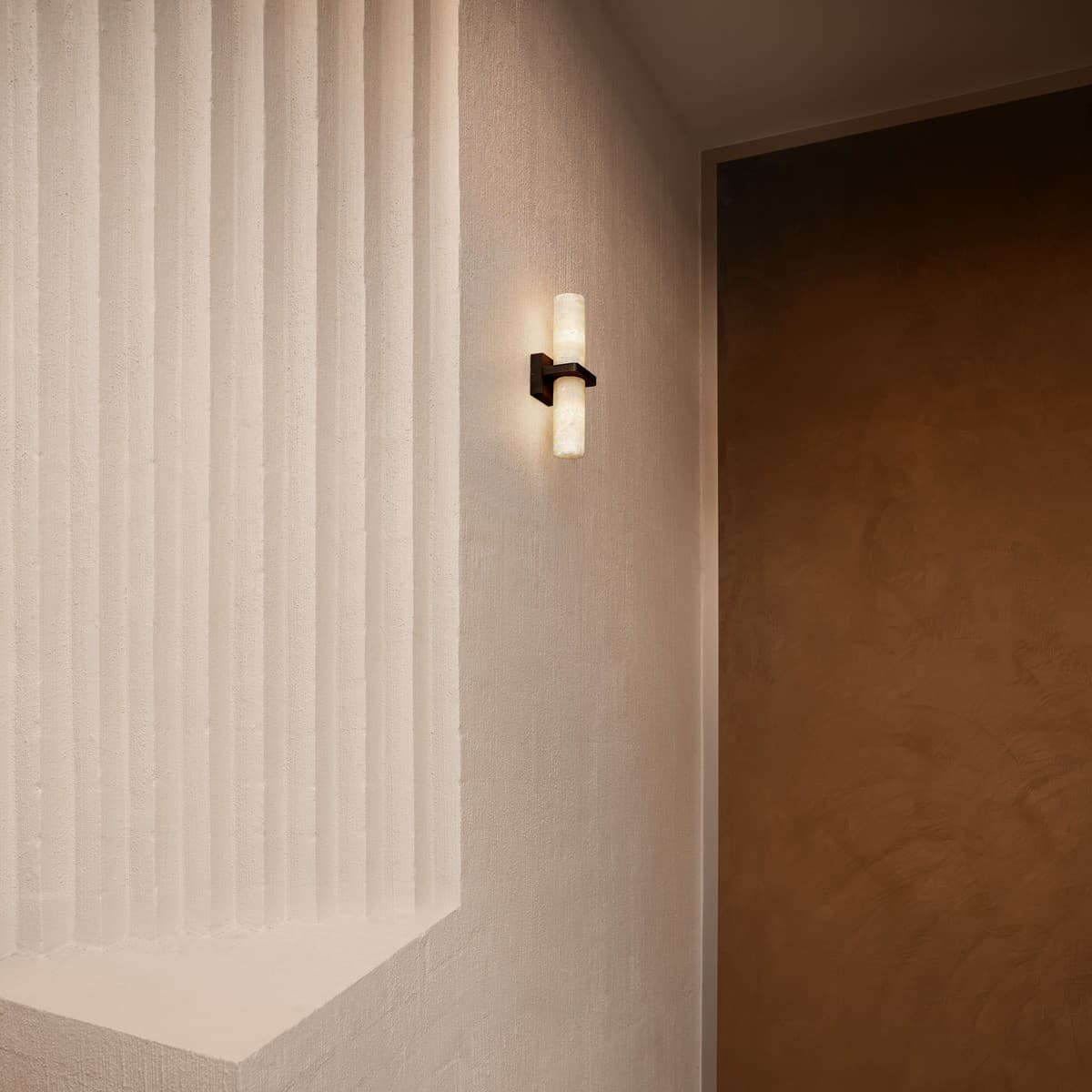 Made By Mayfair Seaside Una 2 Light Wall Bracket in Aged Solid Bronze with White Jade Stone Shades-img-5