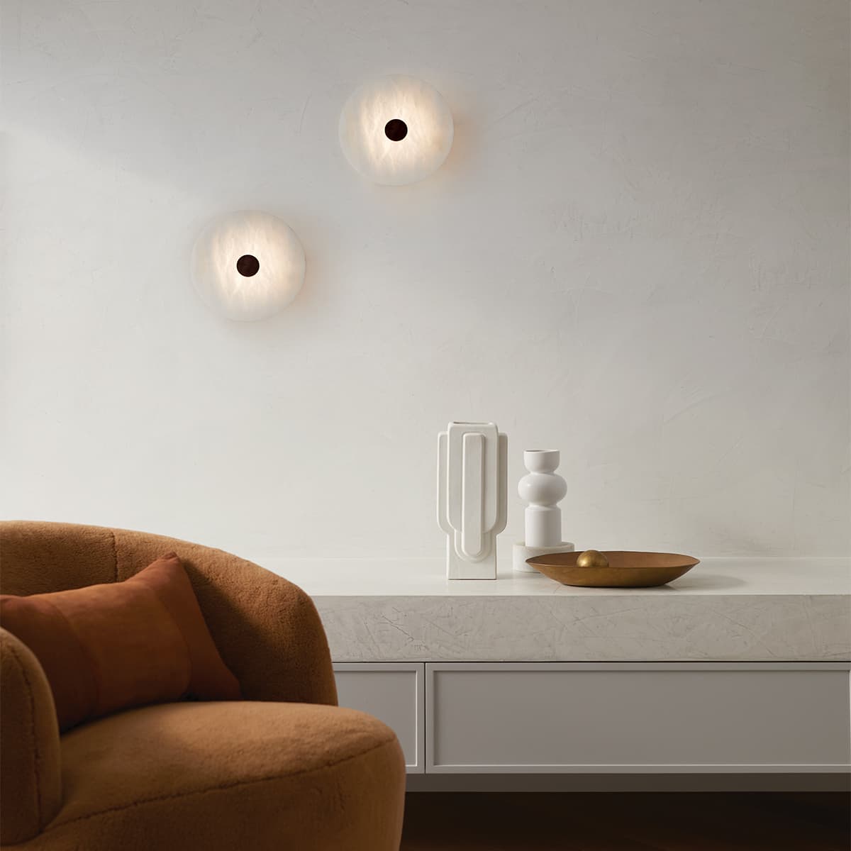 Made By Mayfair Osten LED Colour-Shifting Wall Bracket in Black with Spanish Alabaster-img-2