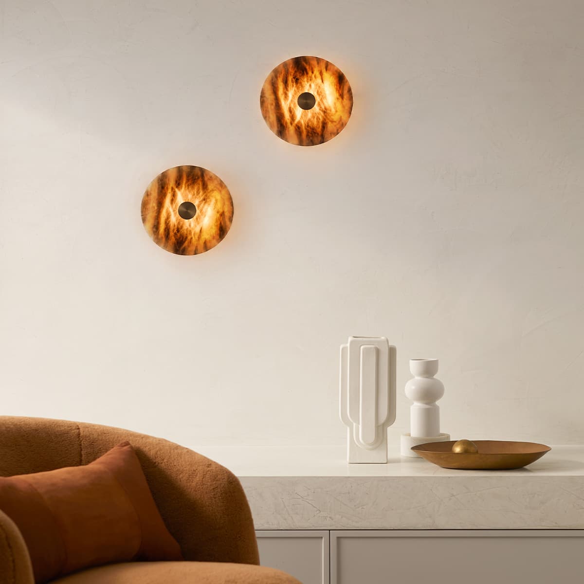 Made by Mayfair Osten LED Wall Bracket in Bronze with Hazel Alabaster-img-5